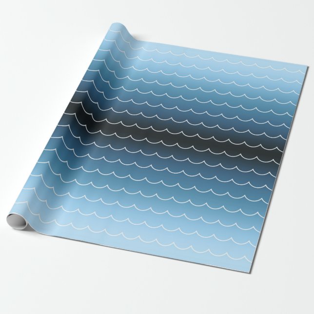 Modernes Muster der Blauen Wave Geschenkpapier (Ungerollt)