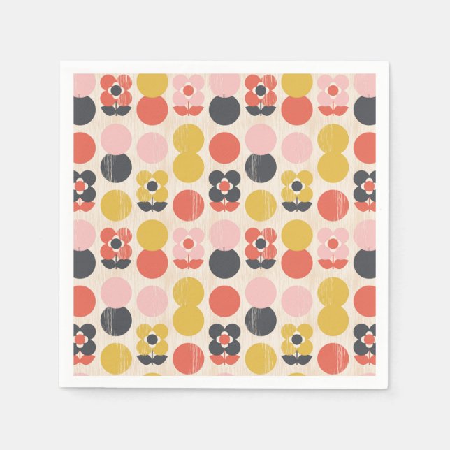 Modernes Muster der Blume Mitte des Jahrhunderts Serviette (Vorderseite)