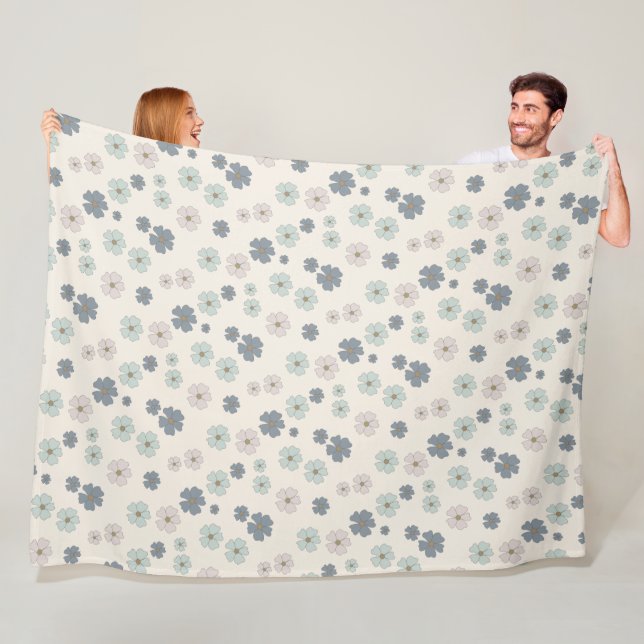 Modernes Muster der Eis-Blau-Blumenblumenblätter Fleecedecke (Beispiel)