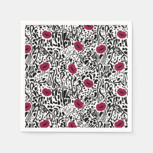 Modernes Muster der Lippenstift-LippenB&W Serviette