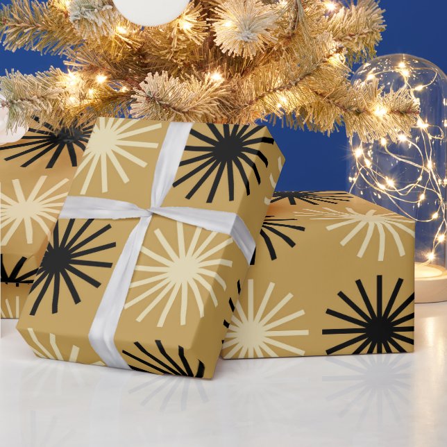 Modernes Muster der Sternexplosion Mitte des Jahrh Geschenkpapier (Feiertage)