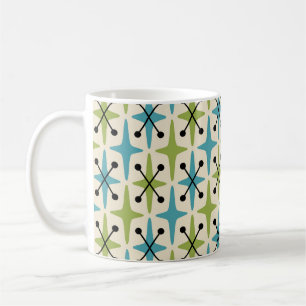 Modernes Muster der Sternexplosion Mitte des Jahrh Kaffeetasse