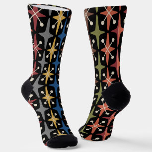 Modernes Muster der Sternexplosion Mitte des Jahrh Socken