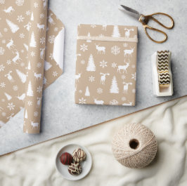 Modernes Muster der weißen Hirschschschneeflocken Geschenkpapier