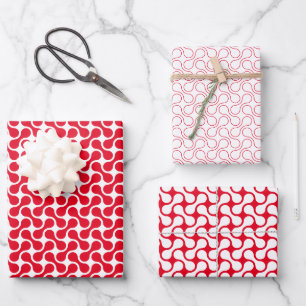 Modernes Muster des roten weißen geometrischen Met Geschenkpapier Set