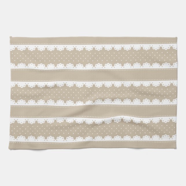 Modernes Muster für beige weiße Streifen Handtuch (Horizontal)