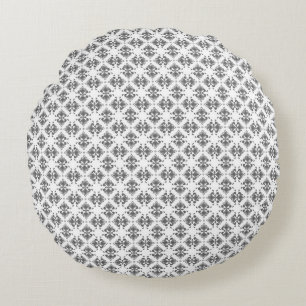 Modernes Muster für Graphit Damask Rundkissen Rundes Kissen