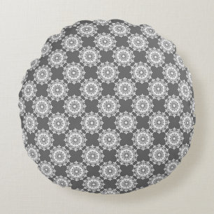 Modernes Muster für Graphit Damask Rundkissen Rundes Kissen