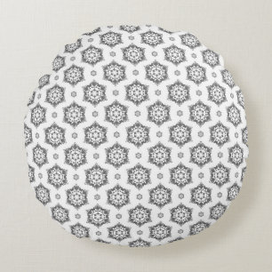 Modernes Muster für Graphit Damask Rundkissen Rundes Kissen