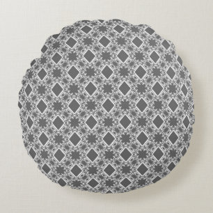 Modernes Muster für Graphit Damask Rundkissen Rundes Kissen