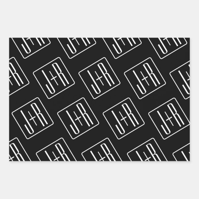 Modernes Muster für Hochzeitstile | Schwarz und We Geschenkpapier Set (Vorderseite)
