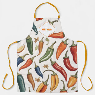 Modernes Muster für Monogramm-Chili-Paprikaschoten Schürze