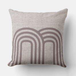 Modernes Muster für neutrale Linen-Monogramm Kissen