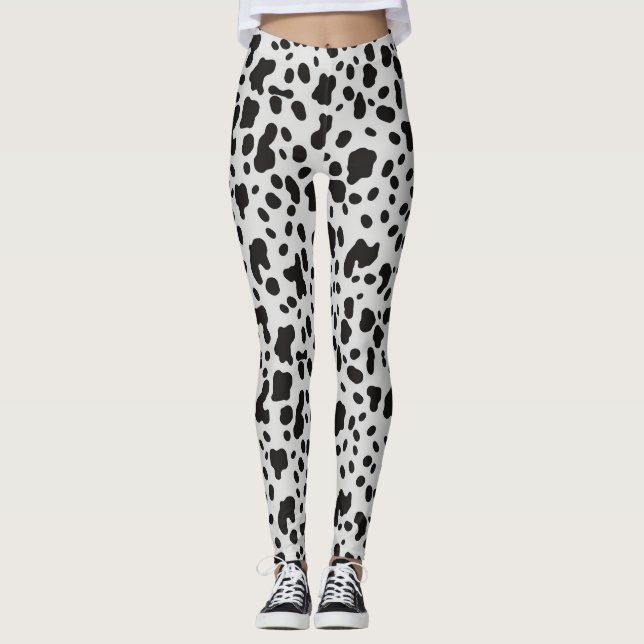 Modernes Muster für schwarze Flecken in Zuchtkühe Leggings (Vorderseite)