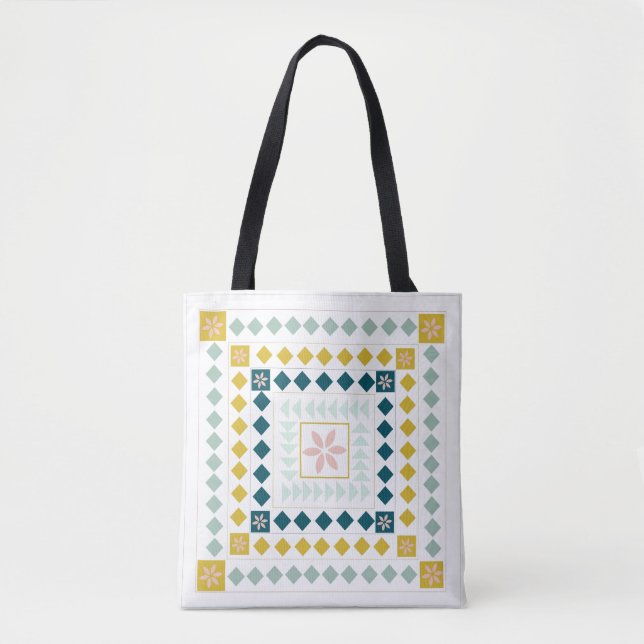 Modernes Muster geometrischer Blumenmuster Tasche (Vorderseite)
