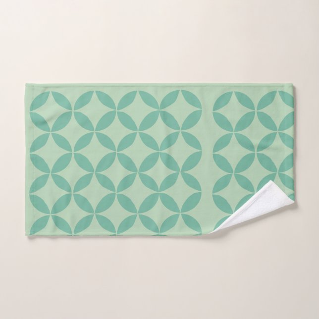 Modernes Muster im Mid Century Green Art  Badhandtuch Set (Handtuch)