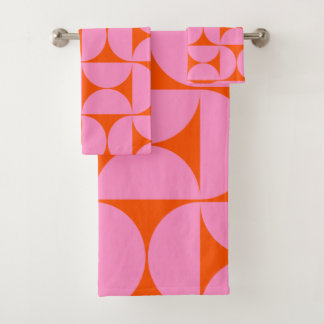 Modernes Muster in pink und orange Badhandtuch Set