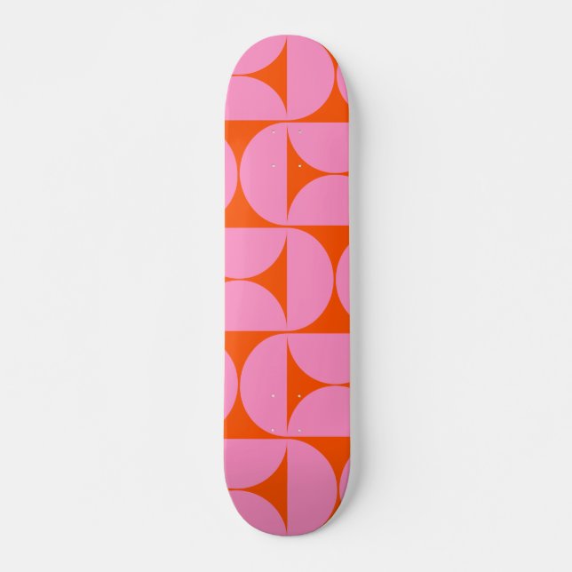Modernes Muster in pink und orange Skateboard (Vorne)