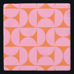 Modernes Muster in pink und orange Steinuntersetzer<br><div class="desc">Retro Mid Century Modernes Muster - Abstrakte geometrische Formen - Niedliches und Minimalistisches Muster in Rosa und Orange.</div>