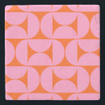 Modernes Muster in pink und orange Steinuntersetzer<br><div class="desc">Retro Mid Century Modernes Muster - Abstrakte geometrische Formen - Niedliches und Minimalistisches Muster in Rosa und Orange.</div>