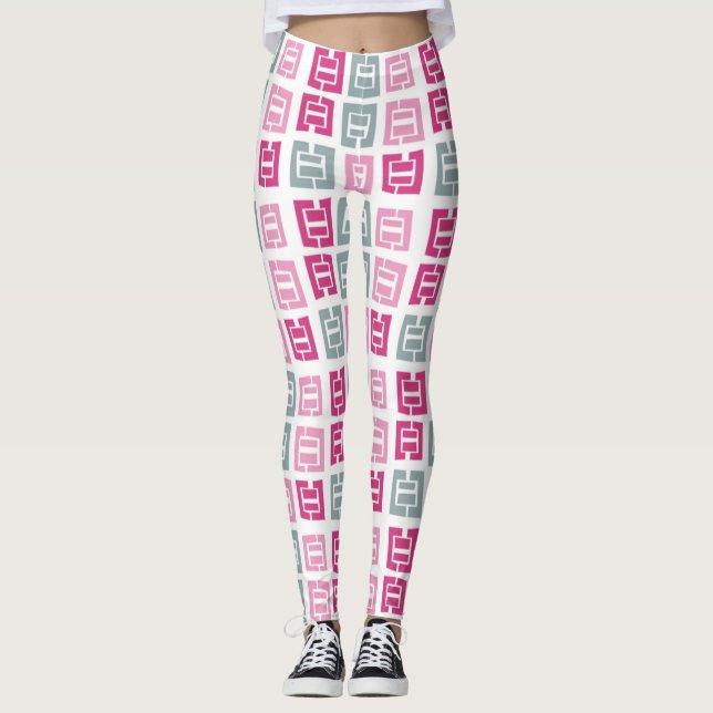Modernes Muster in Rosa und Grau Leggings (Vorderseite)