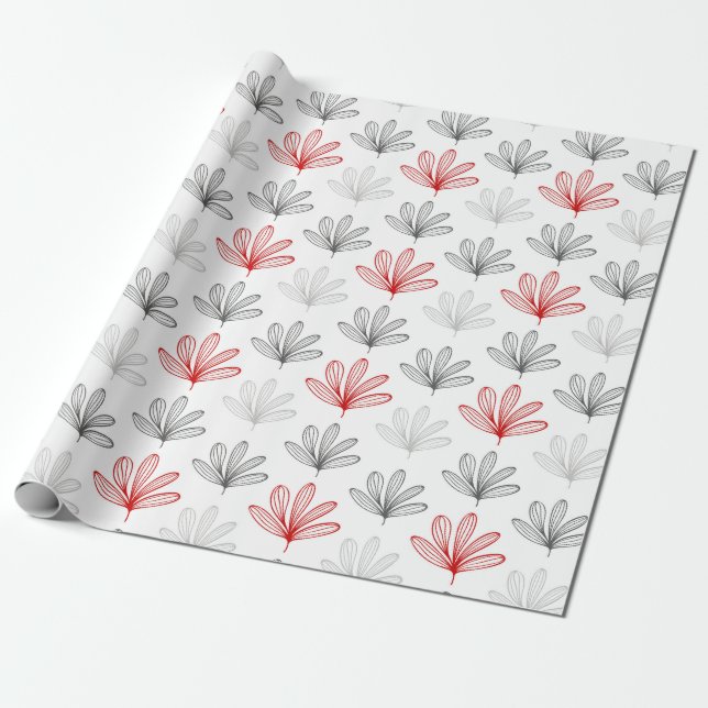 Modernes Muster in Rot und Grau Geschenkpapier (Ungerollt)