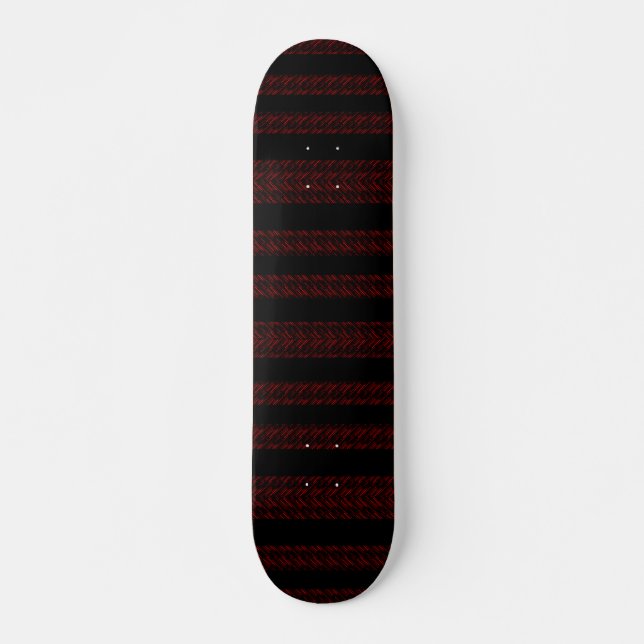 Modernes Muster in Rot und Schwarz Skateboard (Vorne)