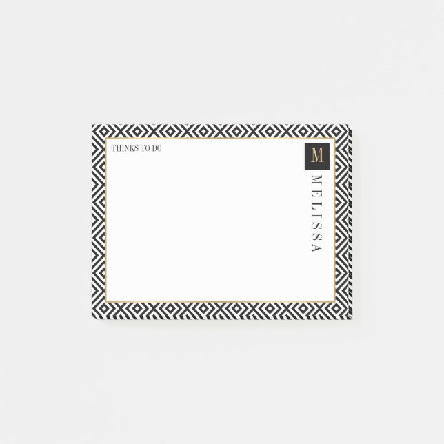 Modernes Muster in Schwarz und Weiß Post-it Klebezettel (Vorderseite)