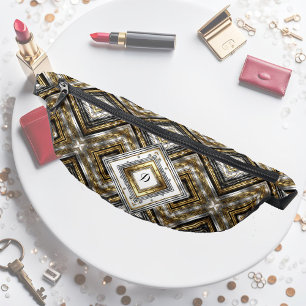Modernes Muster in Silber, Gold und Schwarz, Monog Bauchtasche