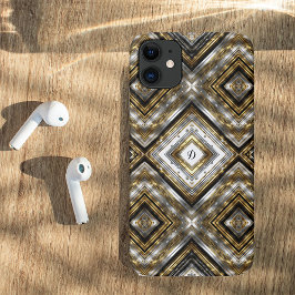 Modernes Muster in Silber, Gold und Schwarz, Monog Case-Mate iPhone Hülle