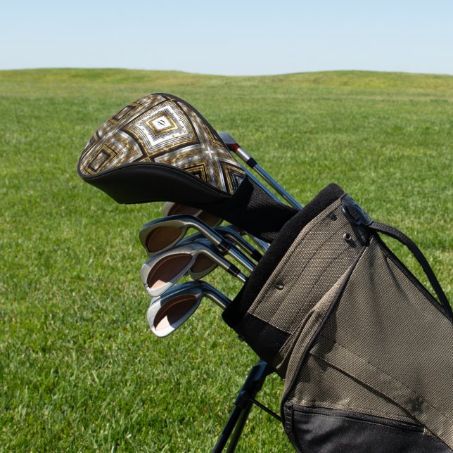 Modernes Muster in Silber, Gold und Schwarz, Monog Golf Headcover (In SItu)