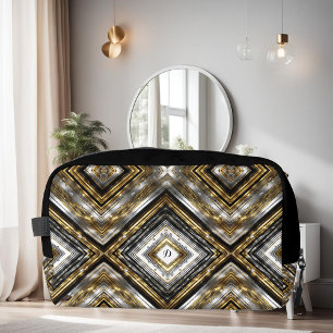Modernes Muster in Silber, Gold und Schwarz, Monog Waschbeutel