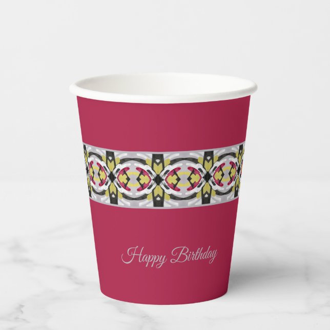 Modernes Muster mit Burgund Pappbecher (Vorderseite)