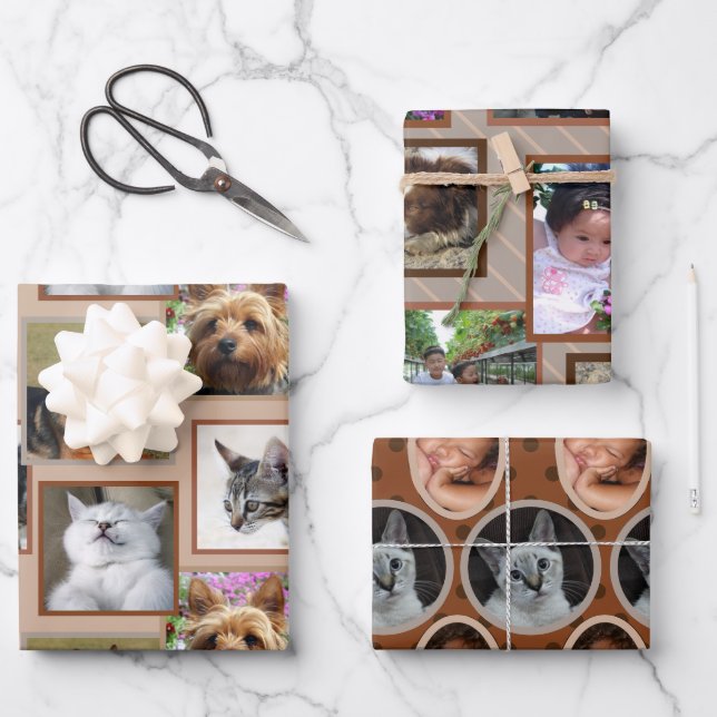 Modernes Muster neutralisiert jedes Foto der Kateg Geschenkpapier Set (Vorderseite)