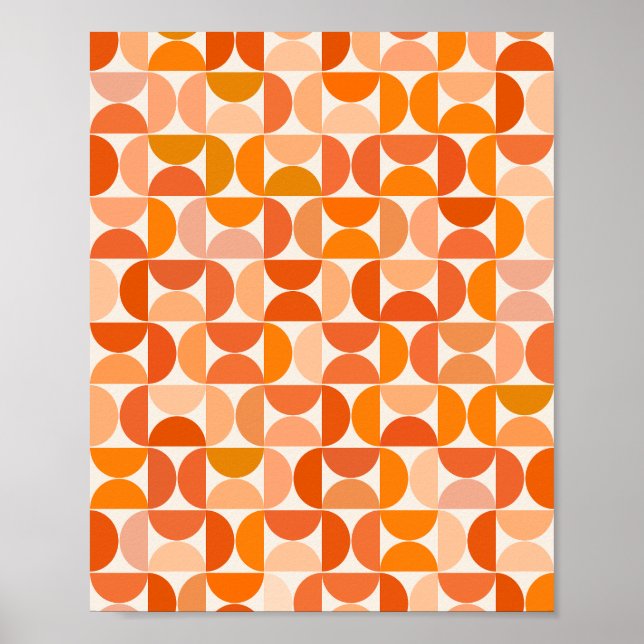 Modernes Muster Orange Mitte des Jahrhunderts Poster (Vorne)
