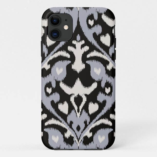 Modernes mutiges graues schwarzes ikat Stammes- Case-Mate iPhone Hülle (Rückseite)