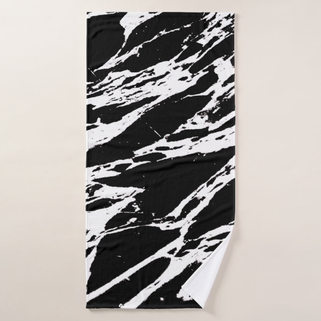 Modernes mutiges Marmorschwarzweiss-muster Badehandtuch (Badehandtuch)