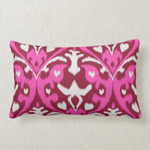 Modernes mutiges rotes rosa girly ikat Stammes- Lendenkissen