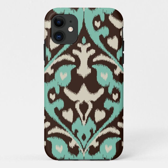 Modernes mutiges Türkisbraun ikat Stammes- Muster Case-Mate iPhone Hülle (Rückseite)