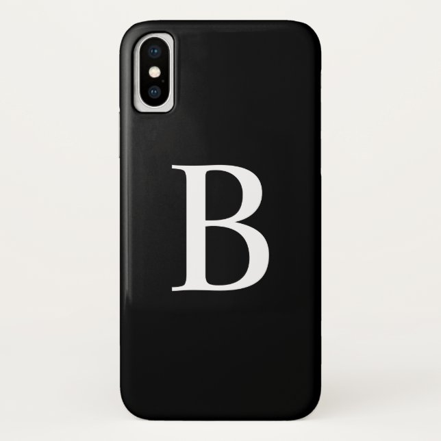 Modernes mutiges Typografie-Schwarzweiss-Monogramm Case-Mate iPhone Hülle (Rückseite)