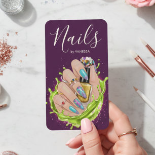 Modernes Nagelstudio Stylische Maniküre Künstlerin Visitenkarte