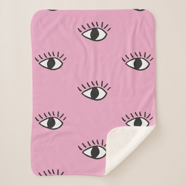 Modernes nahtloses Muster mit handgezogenen Augen  Sherpadecke (Vorderseite)