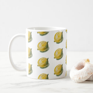 Modernes Nahtloses Muster Wasserfarbengelbe Zitron Kaffeetasse
