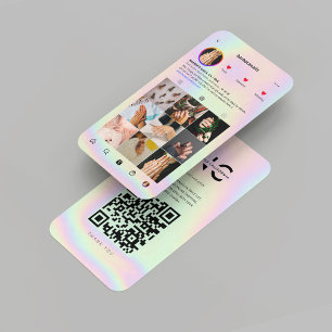 Modernes Nail Artist holografisches Instagram Grid Visitenkarte
