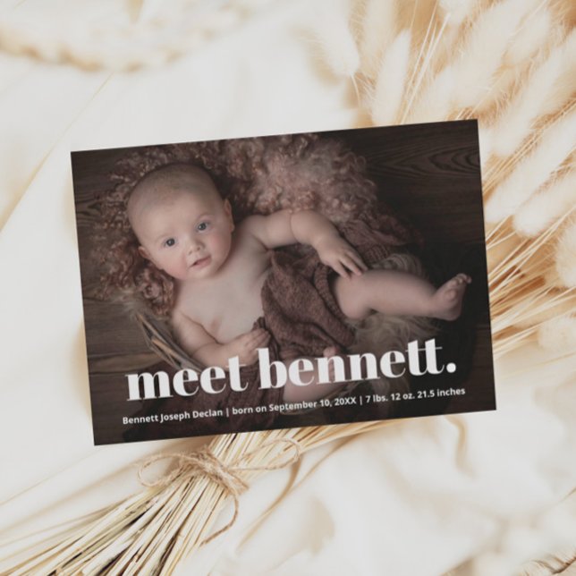 Modernes Name Baby Foto Birth Ankündigung (Von Creator hochgeladen)