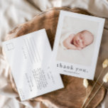 Modernes Name Foto Baby Vielen Dank Postkarte<br><div class="desc">Ein kleines Foto Dankeschön-Karteikarte mit modernem Stil und ein Foto auf der Vorderseite. Der Rücken ist eine Postkarte mit einem großen Titel und einer persönlichen Nachricht aus der Familie. Klicken Sie auf die Schaltfläche Bearbeiten,  um dieses Design mit Ihren Fotos und Details anzupassen.</div>