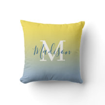 Modernes Name Monogram gelb bis leicht blau glänze