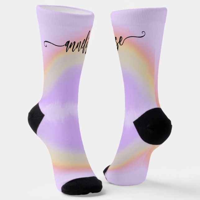 Modernes Namensskript personalisierter pastellfarb Socken (Gewinkelt)