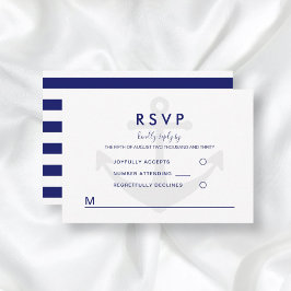 Modernes Nautic Anchor Wedding RSVP Karte