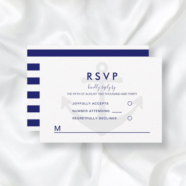 Modernes Nautic Anchor Wedding RSVP Karte (Von Creator hochgeladen)